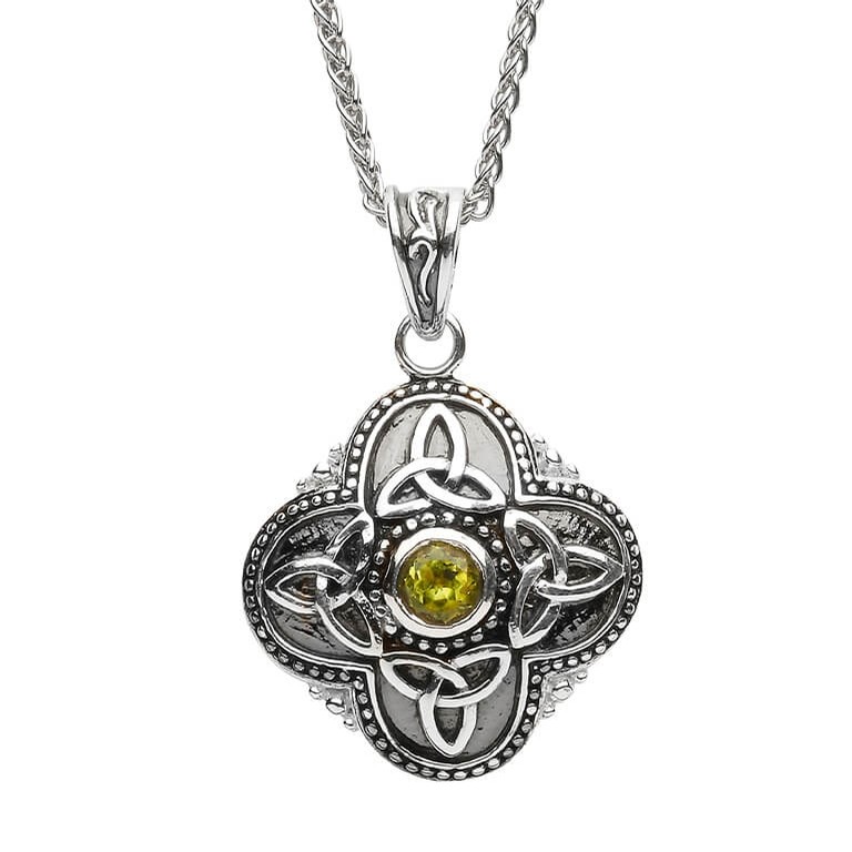 Small Tribal Trinity Knot Pendant with Peridot