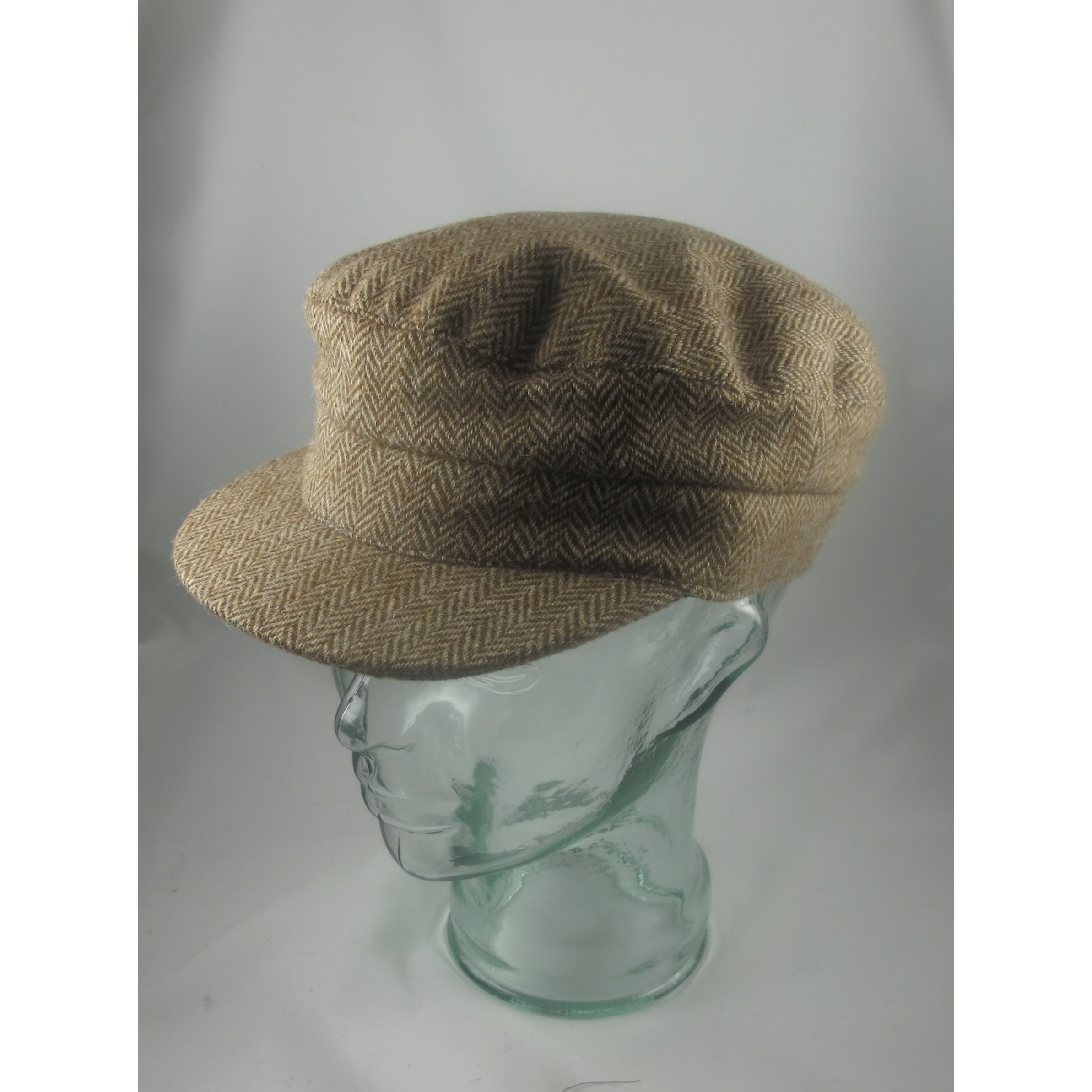 Beige Herringbone Skipper Cap