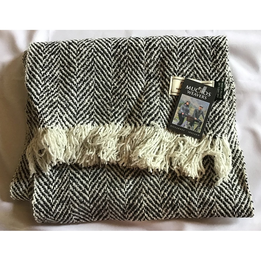 Irish Donegal Tweed Scarf (Grey Herringbone)