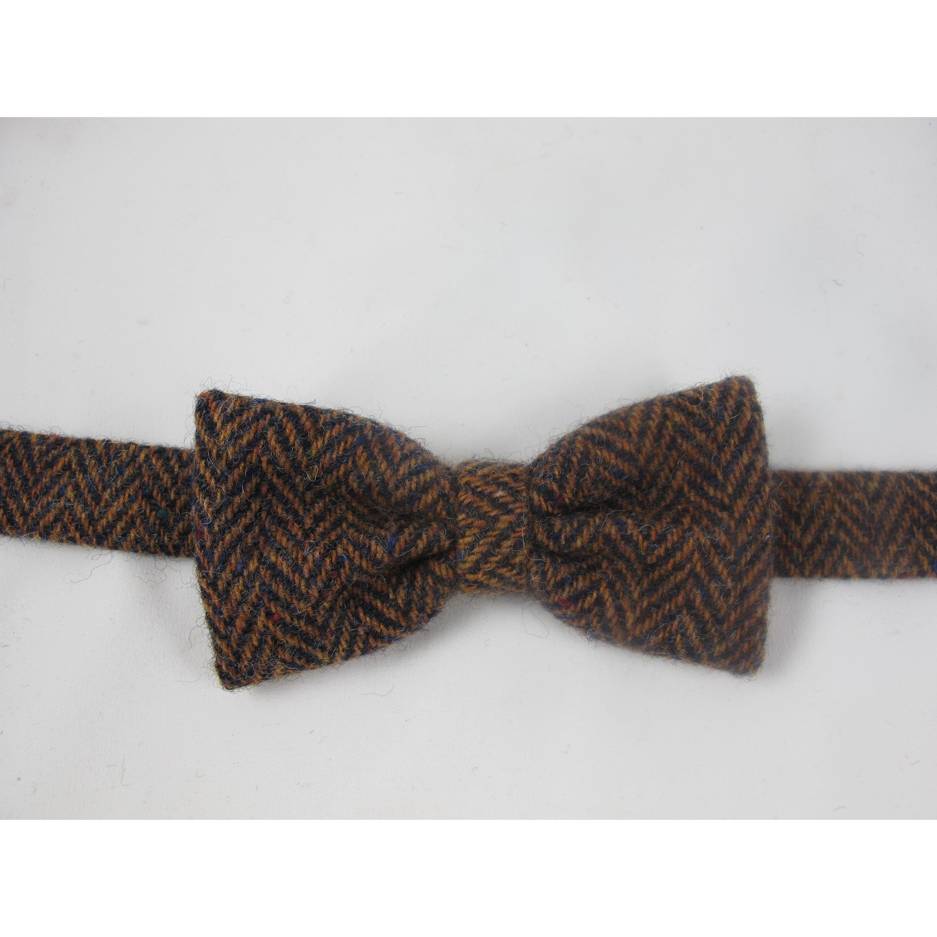 Blue and Brown Herringbone Tweed Bow Tie