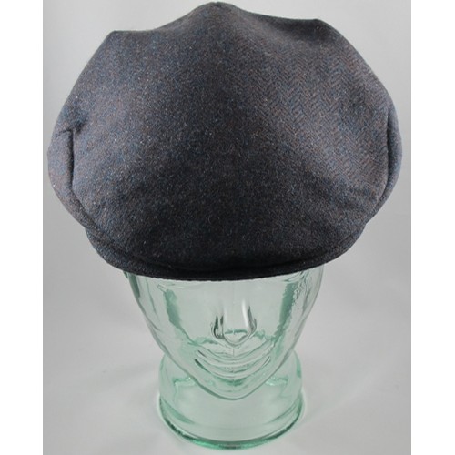 Blue and Brown Herringbone Ear Flap Cap