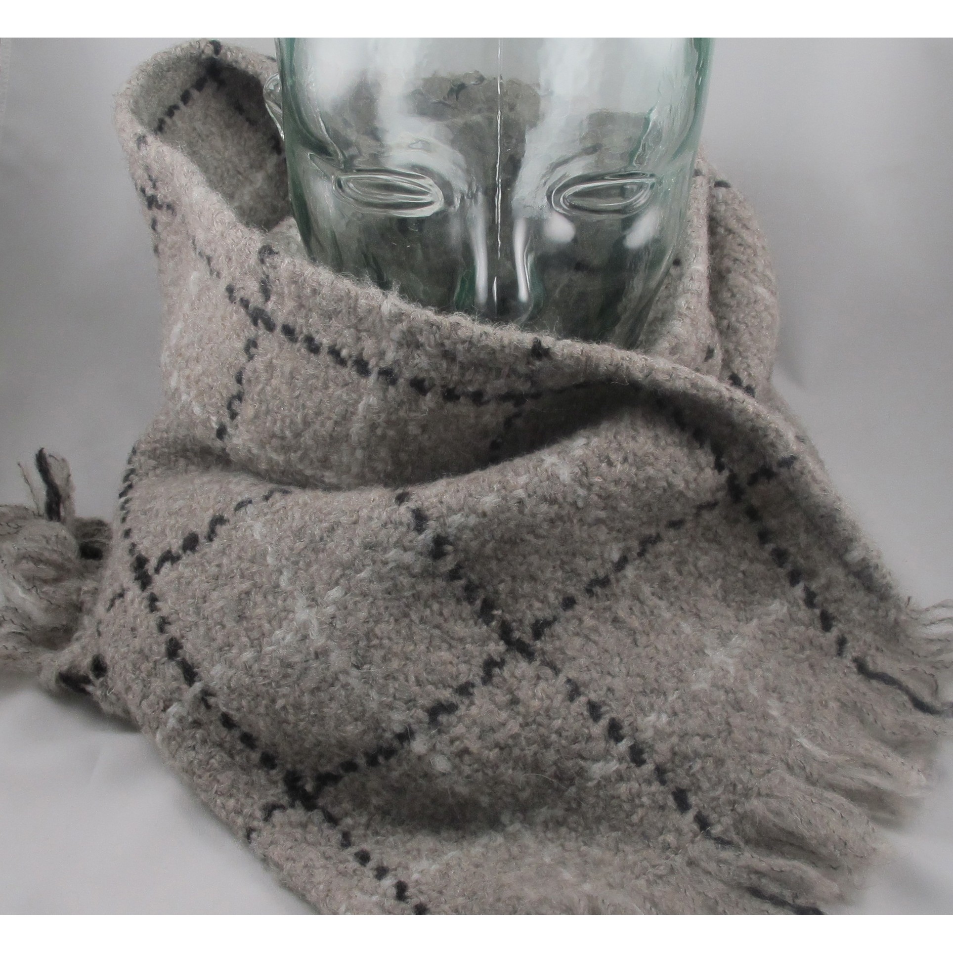 New Beige Check Wool Scarf