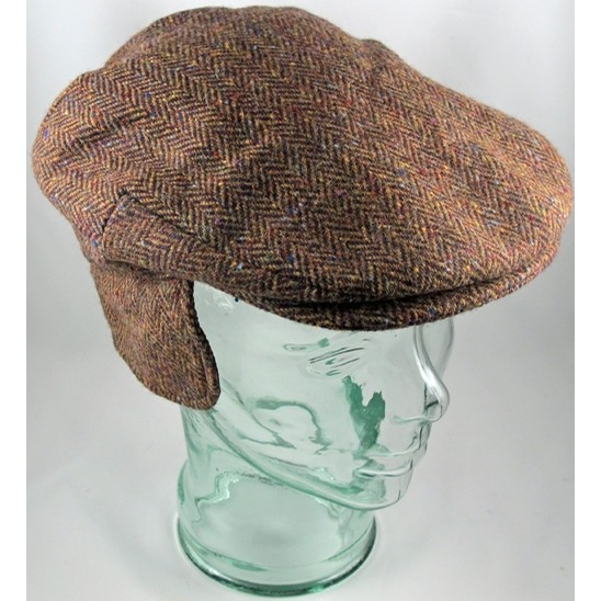 Brown Herringbone Salt and Pepper Ear Flap Cap