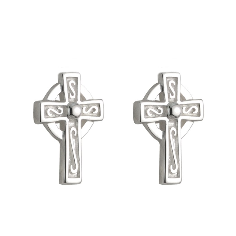 Solvar Jewelry Silver Celtic Cross Stud Earrings