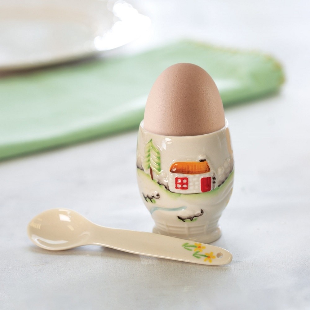 Belleek China Connemara Egg Cup and Spoon Gifts For Home Tableware at