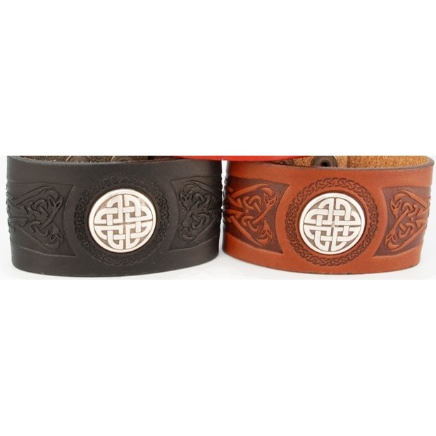 Celtic Leather Cuff from Ireland (Wide)