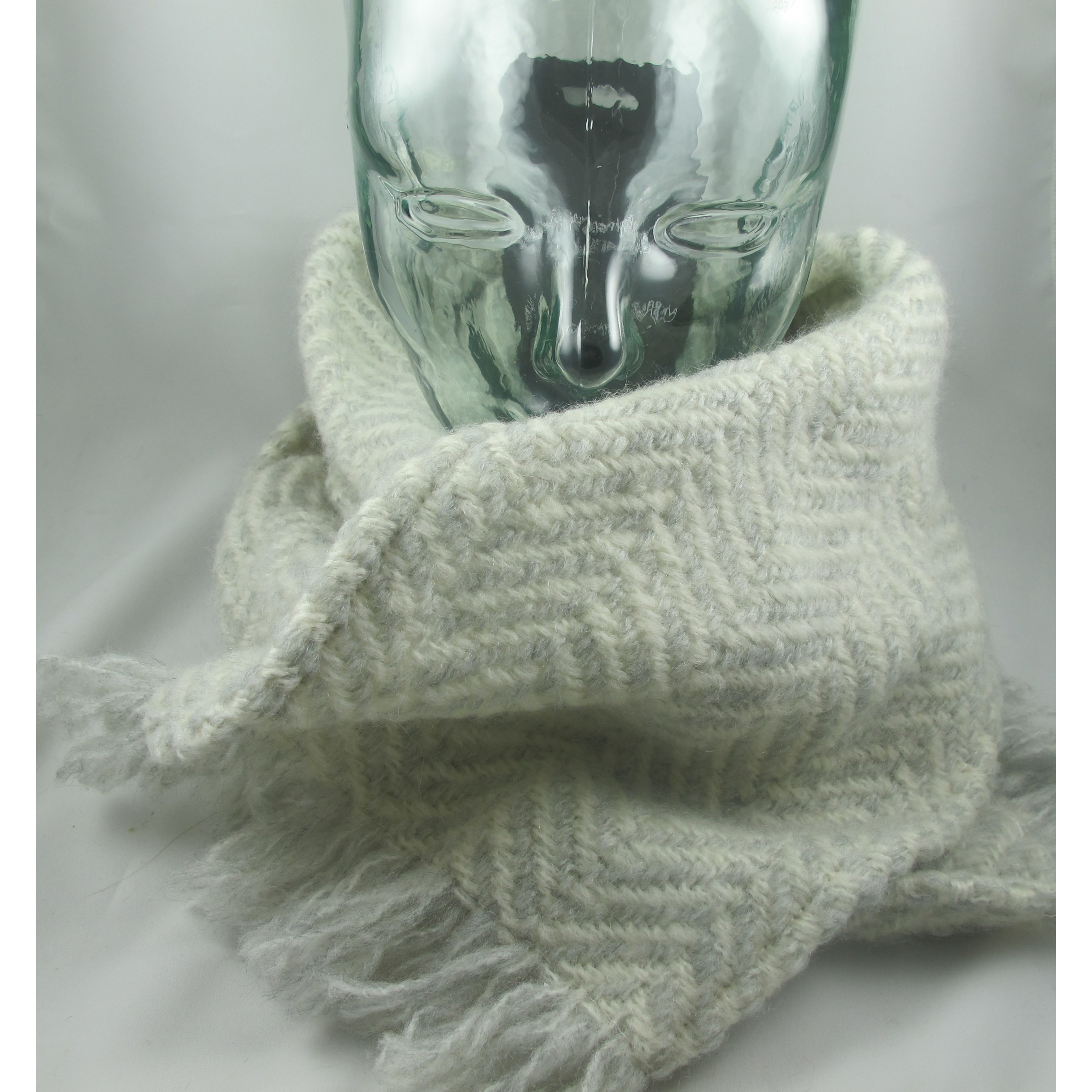 Branigan Weavers Dove and Cream Wool Scarf