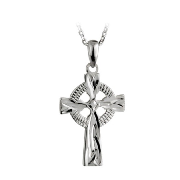 Engraved Silver Celtic Cross