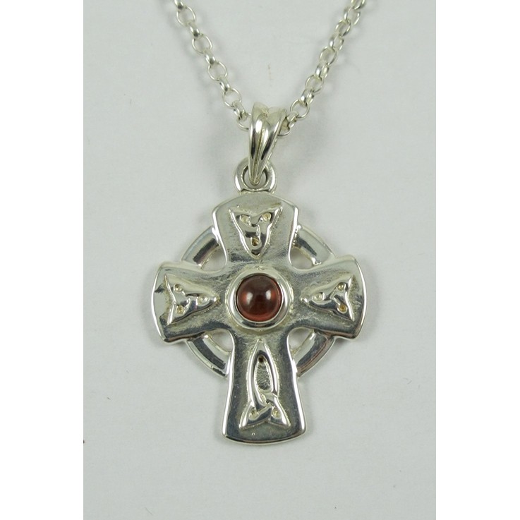 Celtic Cross with Garnet