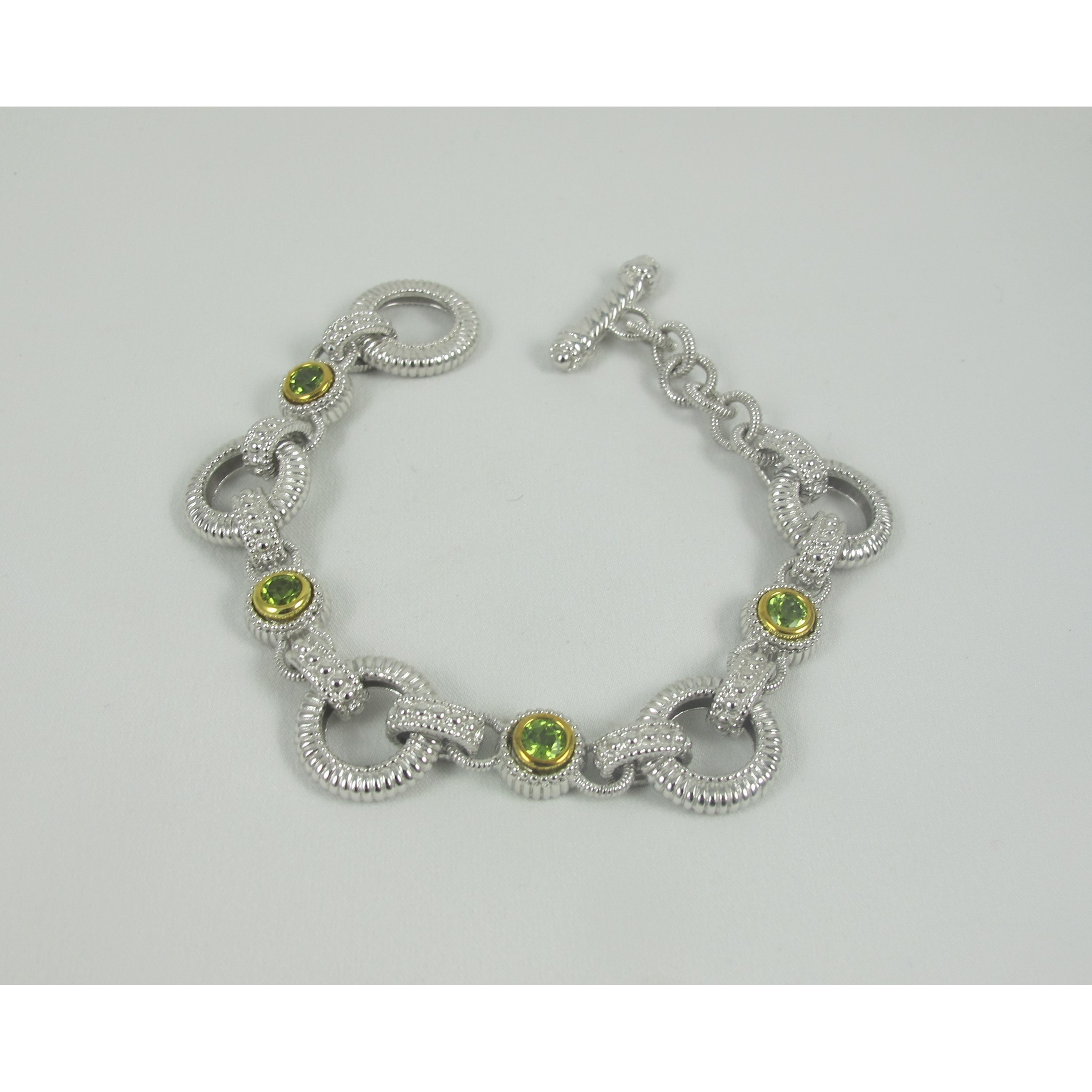 Sterling Silver Cable Bracelet with Peridot