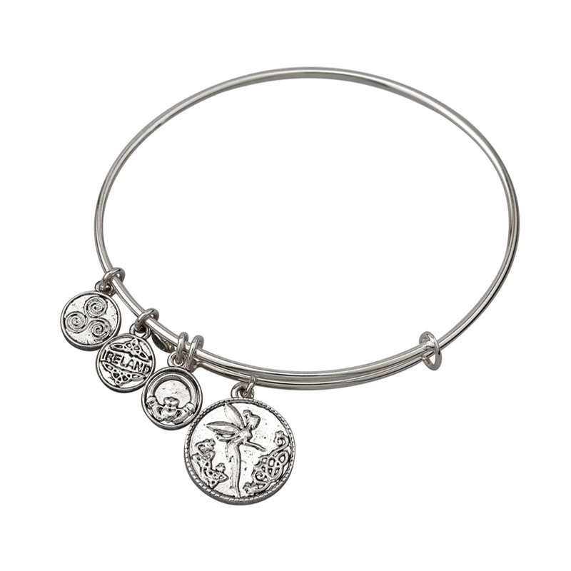 Rhodium Fairy Charm Bangle