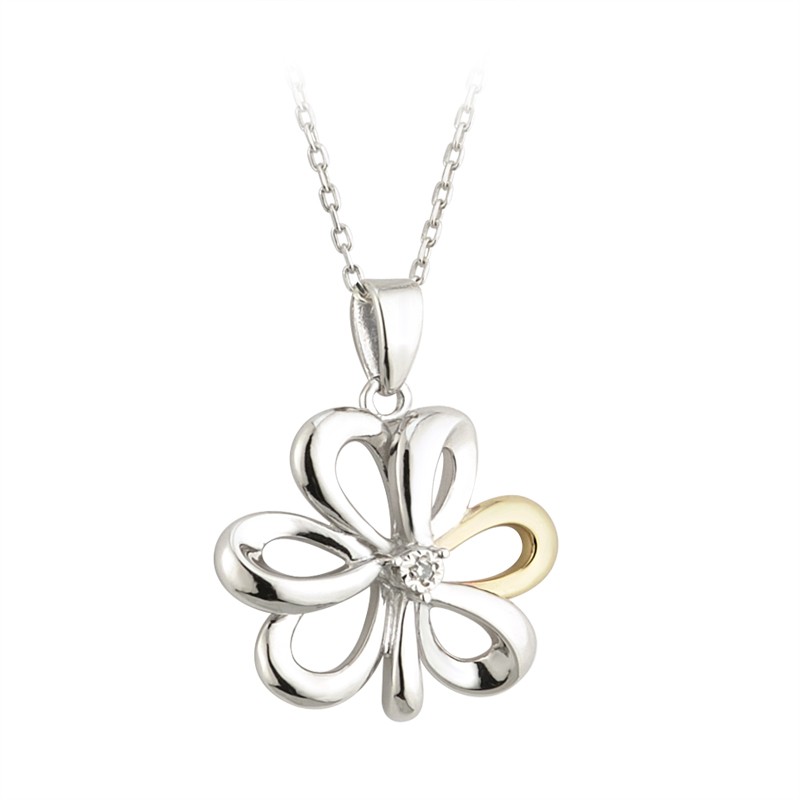 Sterling Silver Shamrock with diamond