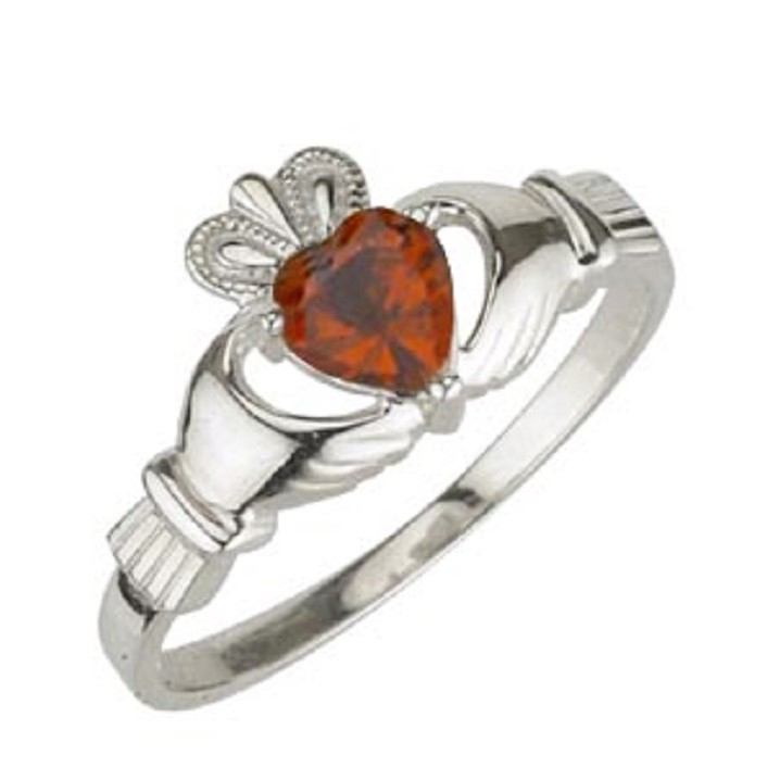 Solvar Jewelry Sterling Silver Claddagh Birthstone Ring January