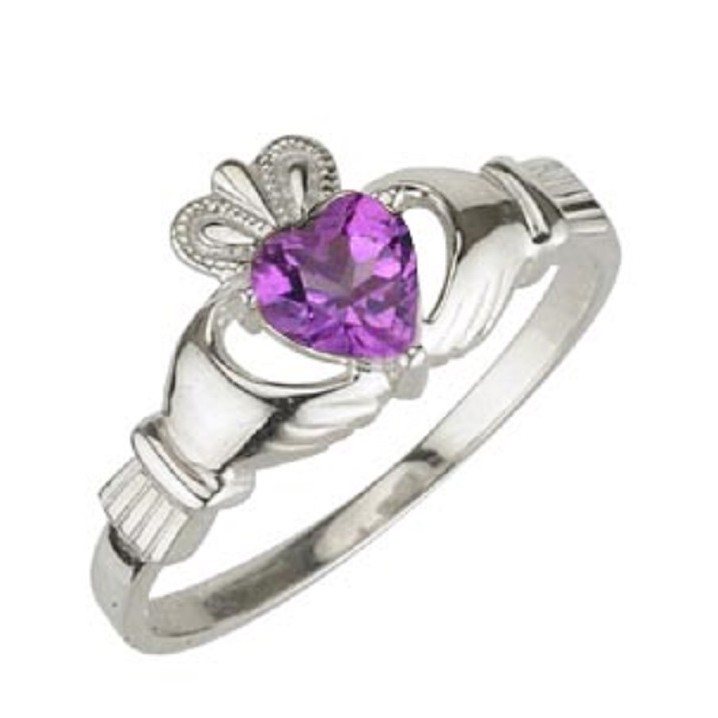 Sterling Silver Claddagh Birthstone October