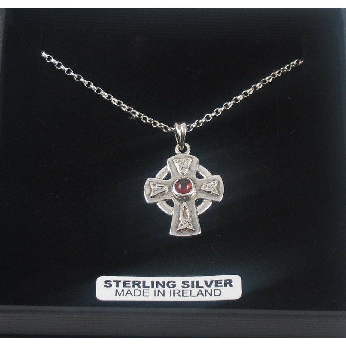 Celtic Cross with Garnet