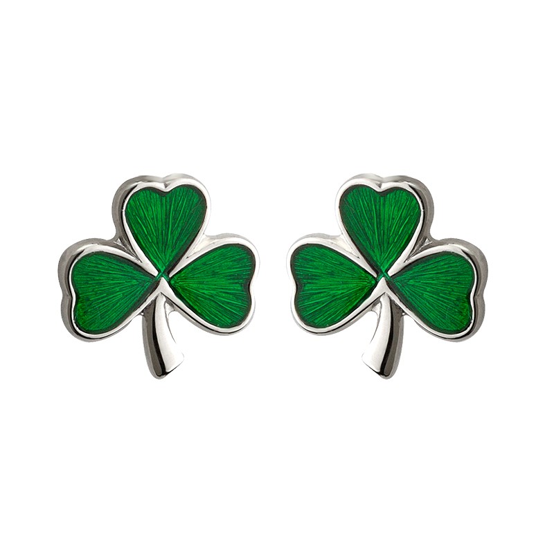 Solvar Jewelry Small Green Shamrock Studs