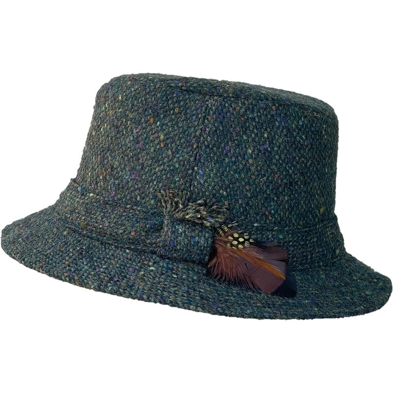 Hanna Hats Irish Walking Hat (Two Toned Green Tweed Large Plain Weave