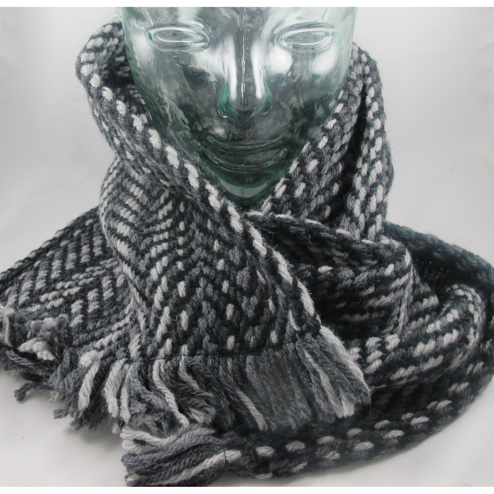 Grey and Black Wool Scarf