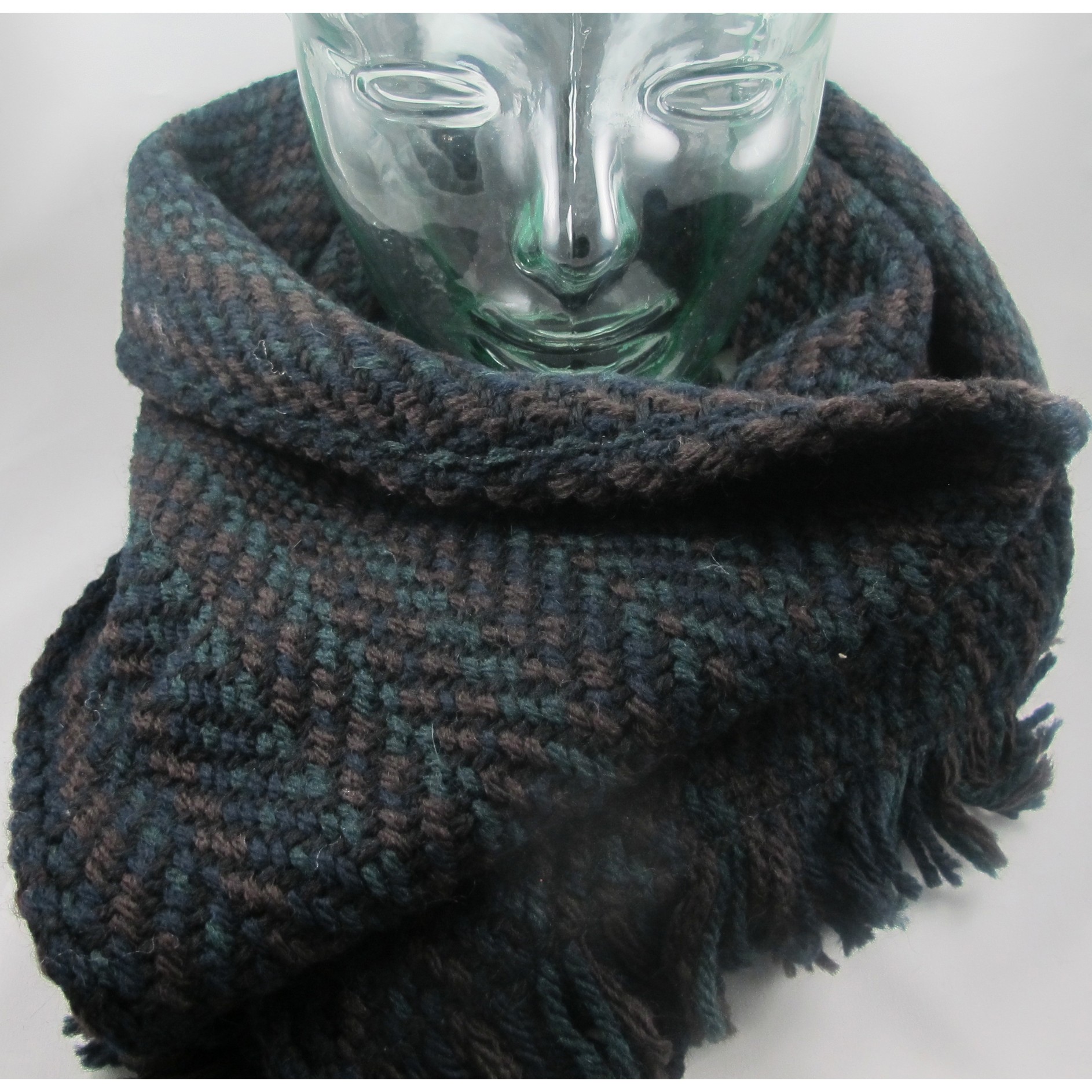 Hunter Navy and Brown Wool Scarf