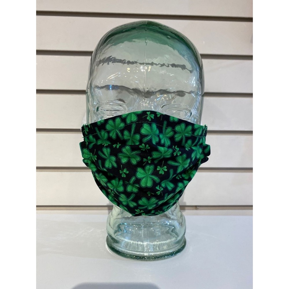 Irish Celtic Face Mask (Shamrock Clover Black)