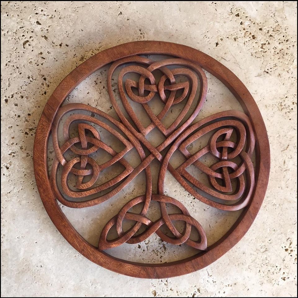 BF Celtic Shamrock Wood Carving Gifts For Home For Wall at Irish on Grand