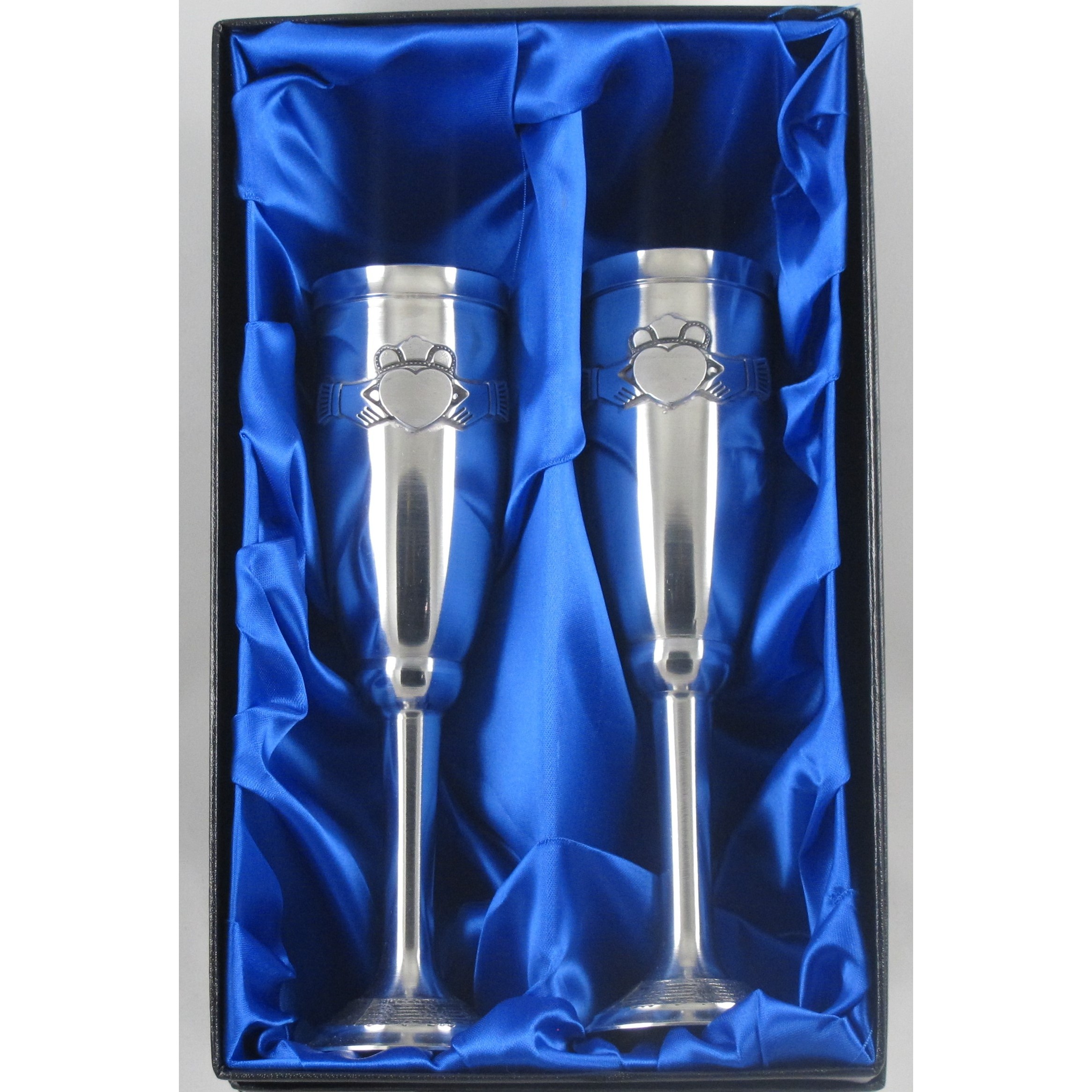 Pewter Claddagh Champagne Flute Pair