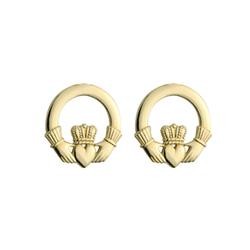14K Gold Small Plain Claddagh Stud