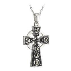 Sterling Silver Large Marcasite Cross Pendant