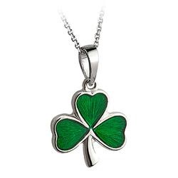 Solvar Jewelry Sterling Silver Enamel Shamrock Large