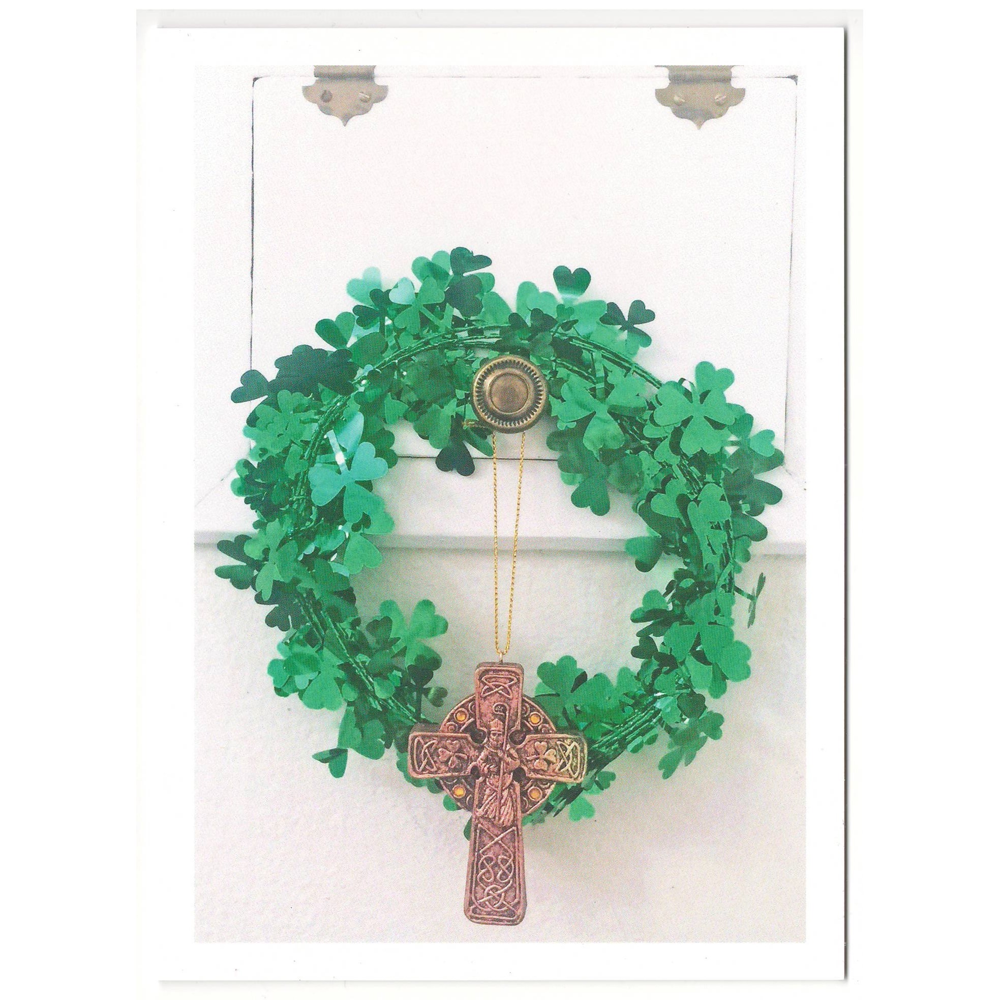Shamrock Wreath and Cross Card