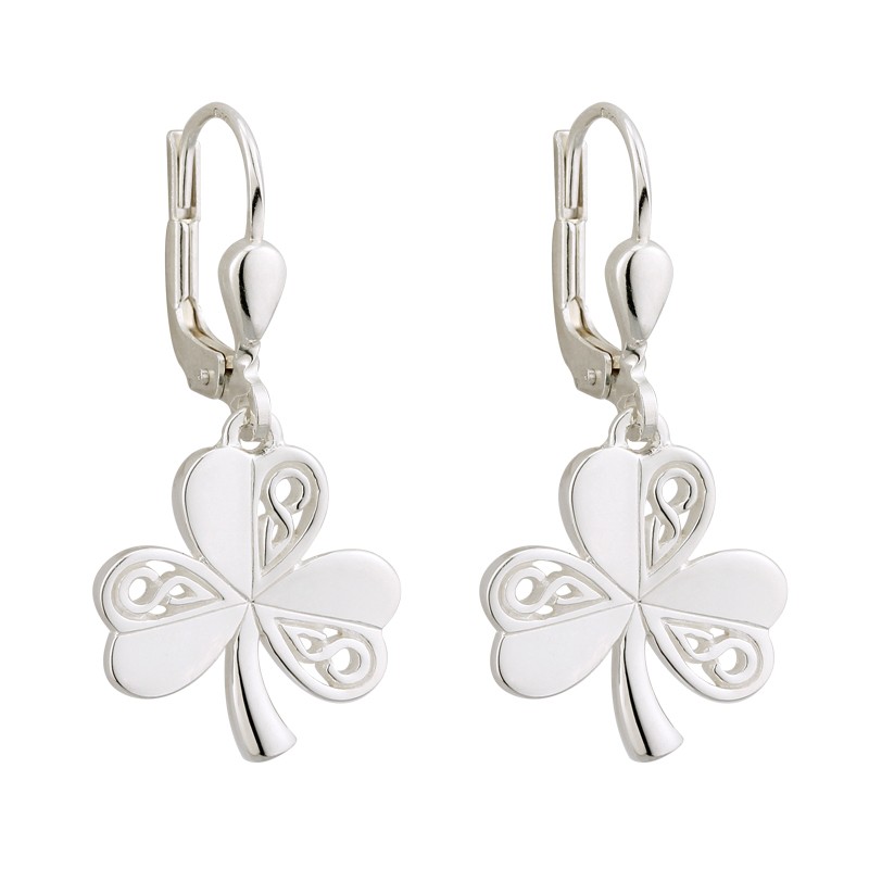 Solvar Jewelry Silver Celtic Shamrock Earrings