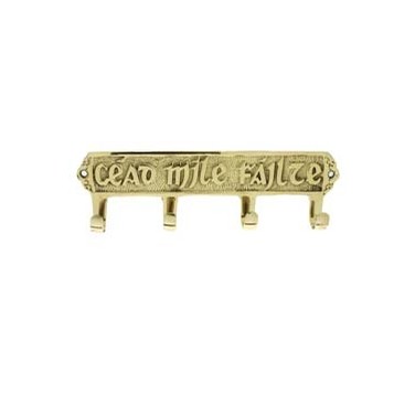 Cead Mile Failte Key Rack Brass