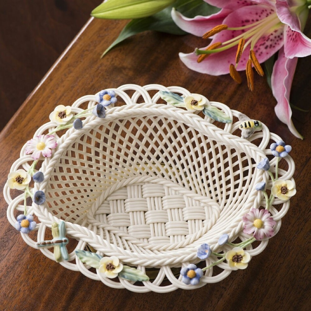 Belleek China Summer Flowers Basket Gifts Collectables at Irish on Grand