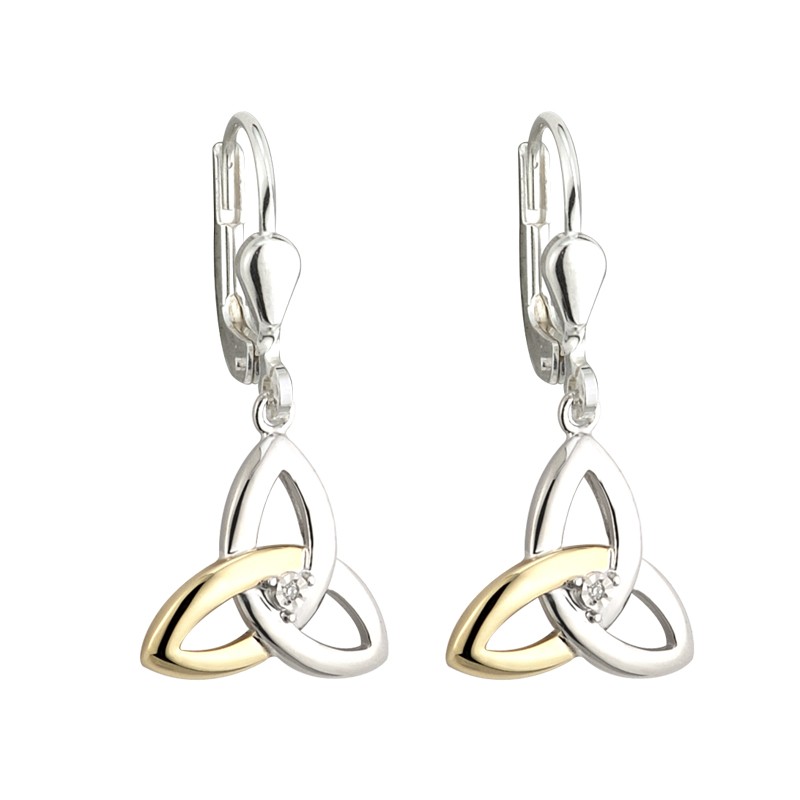 Trinity Knot Two Tone Diamond Earrings