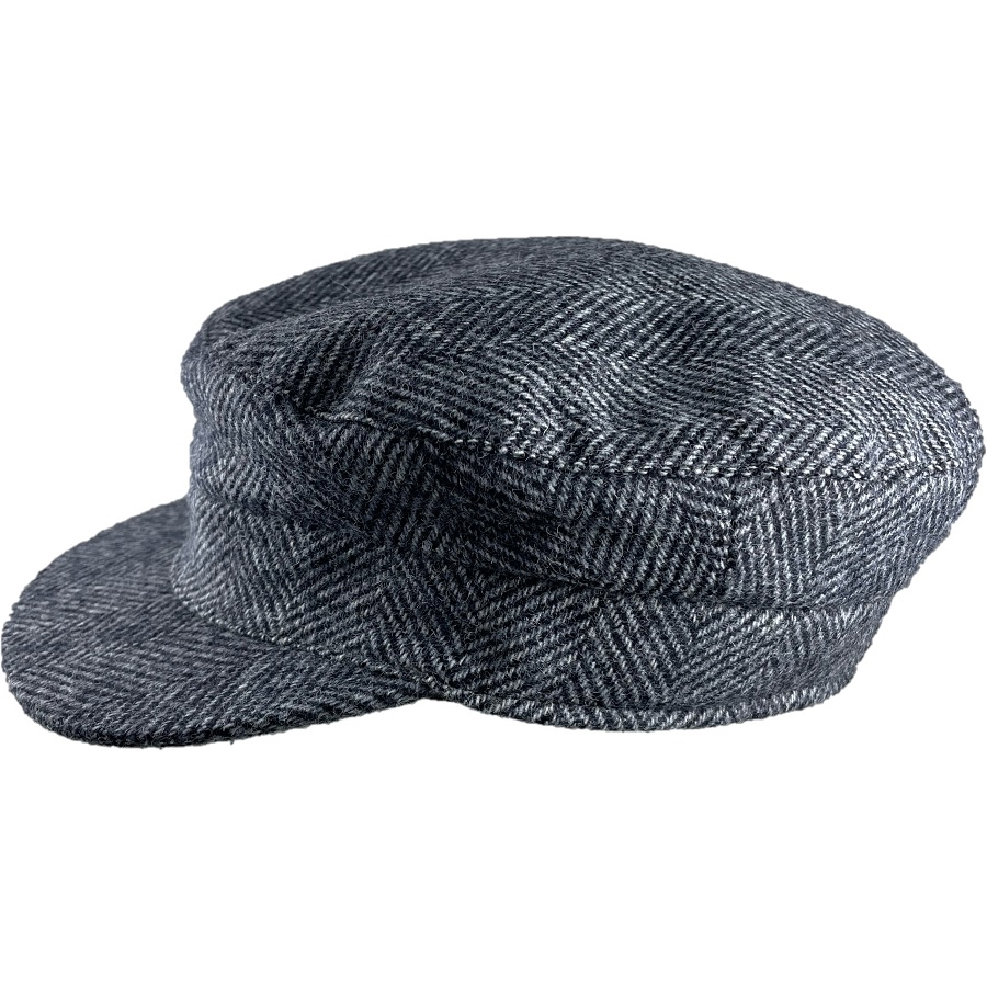 Hanna Hats Skipper Cap (Navy and Denim Herringbone Tweed) Clothing Caps ...