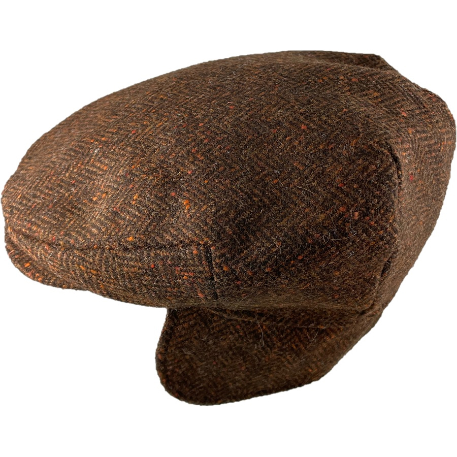 Hanna Hats Irish Cap with Ear Flaps (Dark Brown and Rust Herringbone