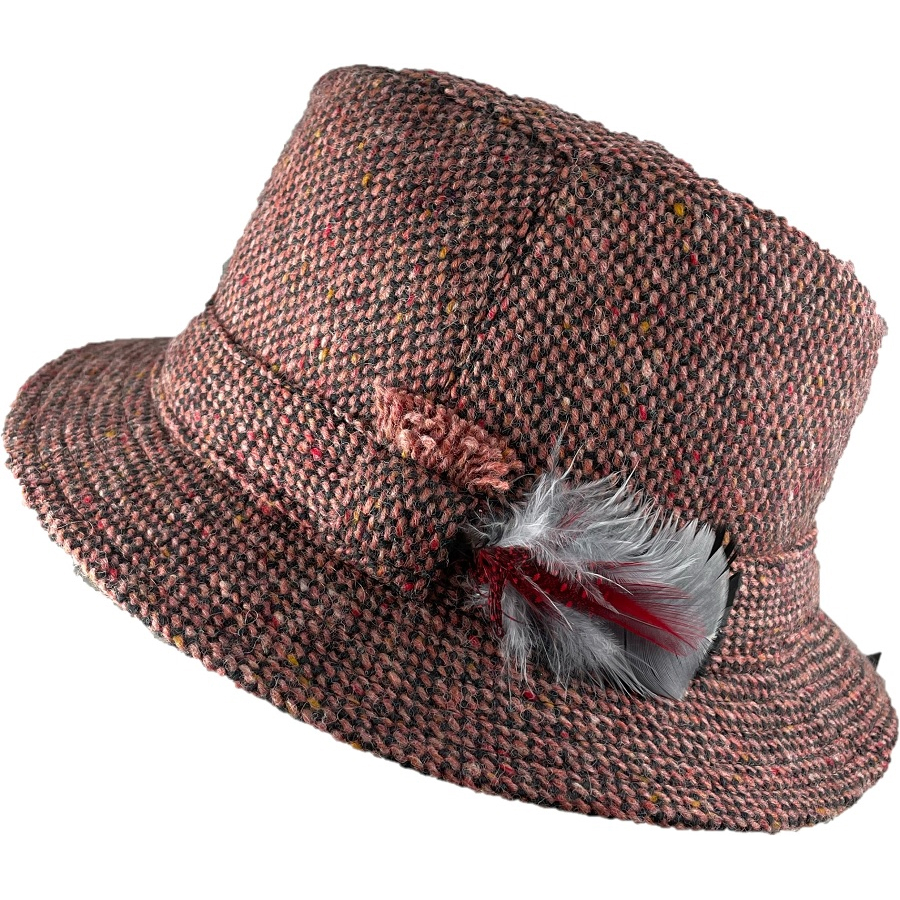 Hanna Hats Irish Walking Hat (Pink Salt Pepper Tweed) Clothing