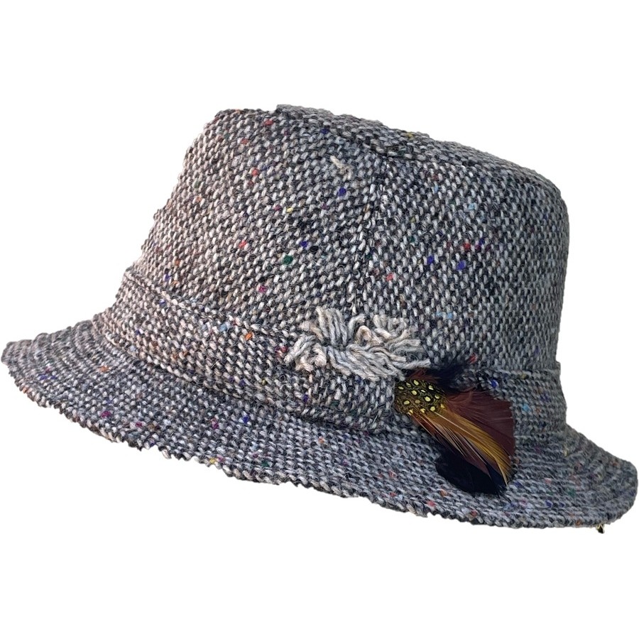 Hanna Hats Irish Walking Hat (Two Toned Grey with Multicolor Speckles