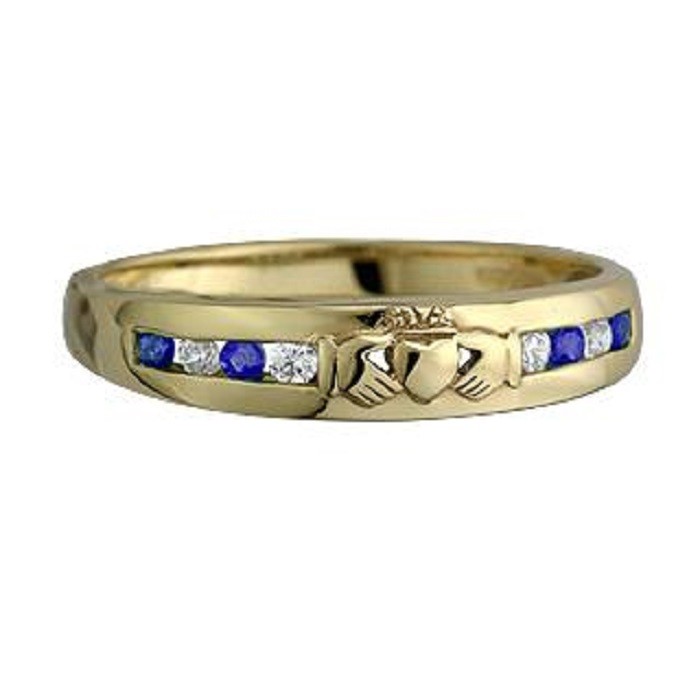 Solvar Jewelry Sapphire Claddagh Band