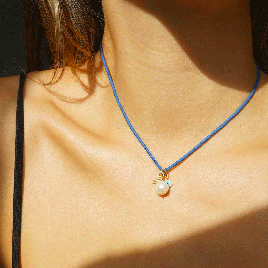 KOZAKH Brook Dark Blue Necklace Jewelry Necklaces at KismetLowry