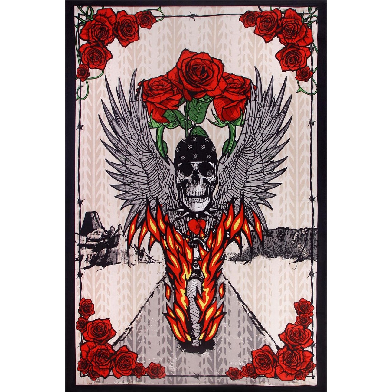 3D Fire Biker Tapestry