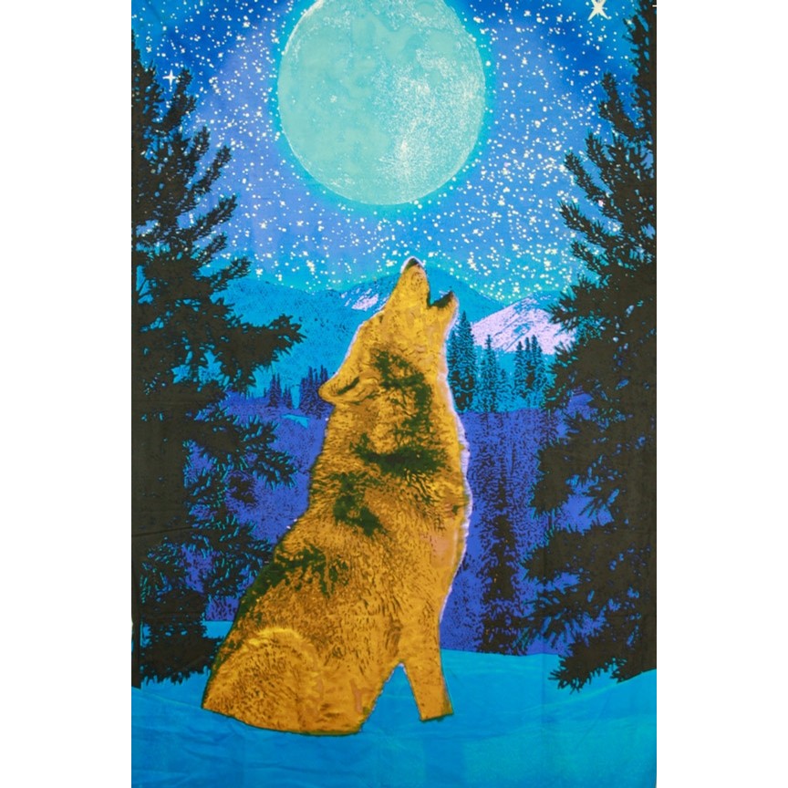 3D Wolf Glow Tapestry
