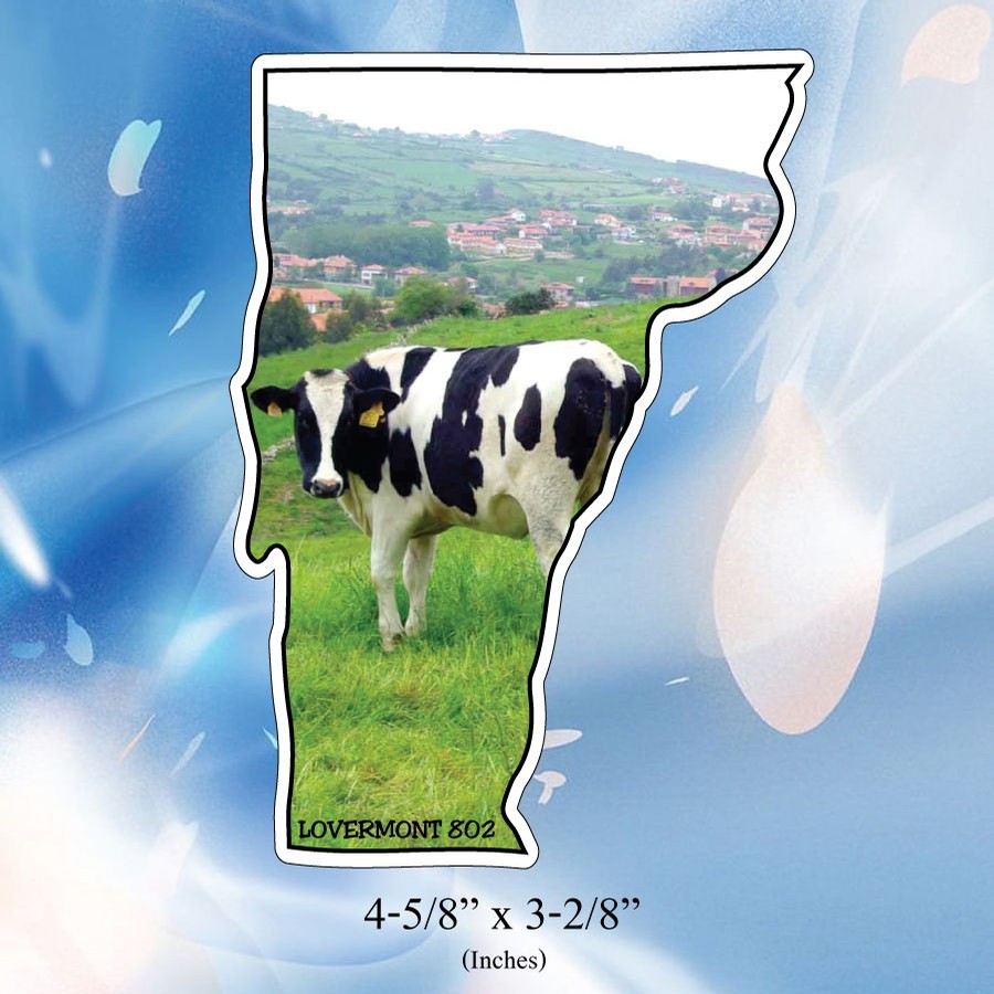 VT State Outline Sticker (Cow)