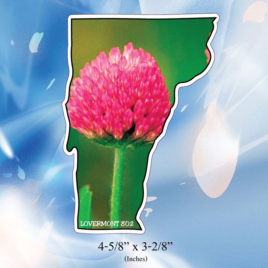 VT State Outline Sticker (Red Clover)