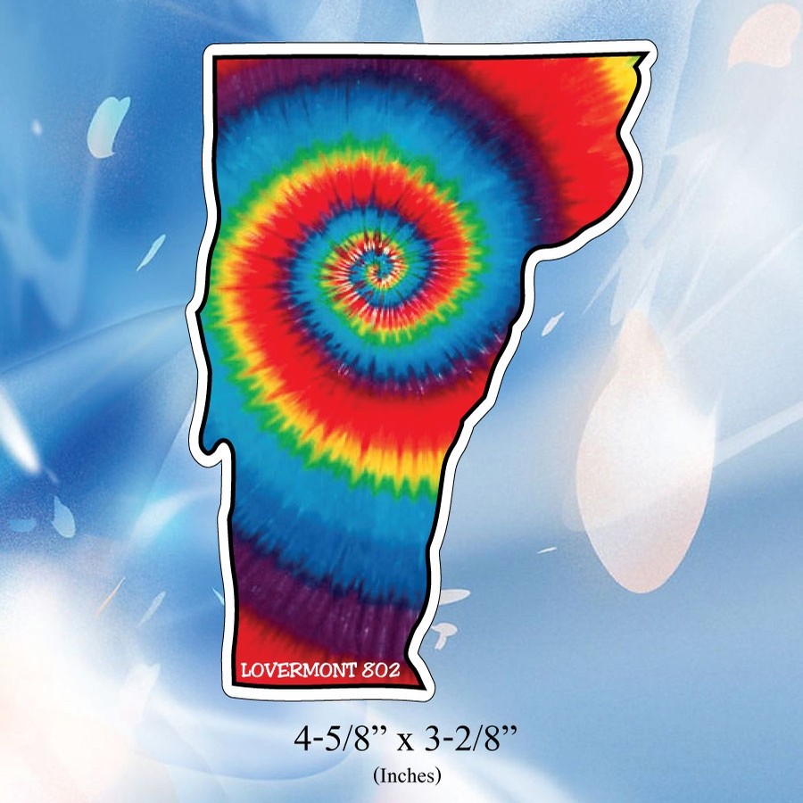 Lovermont VT State Outline Sticker (Tie Dye)
