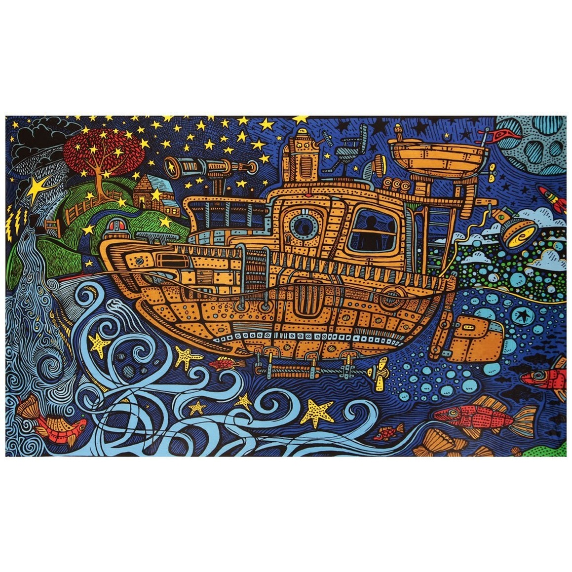 3D Steampunk Tug Tapestry