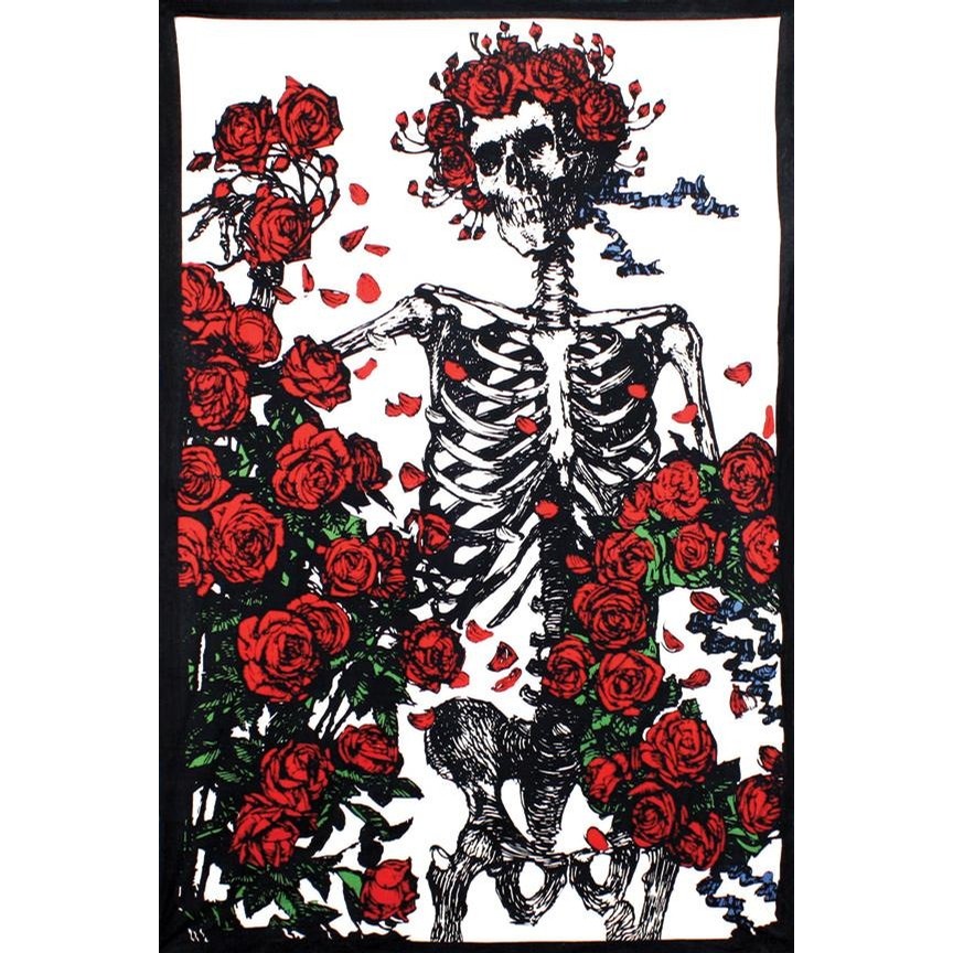 3D GD Skeleton Roses Tapestry