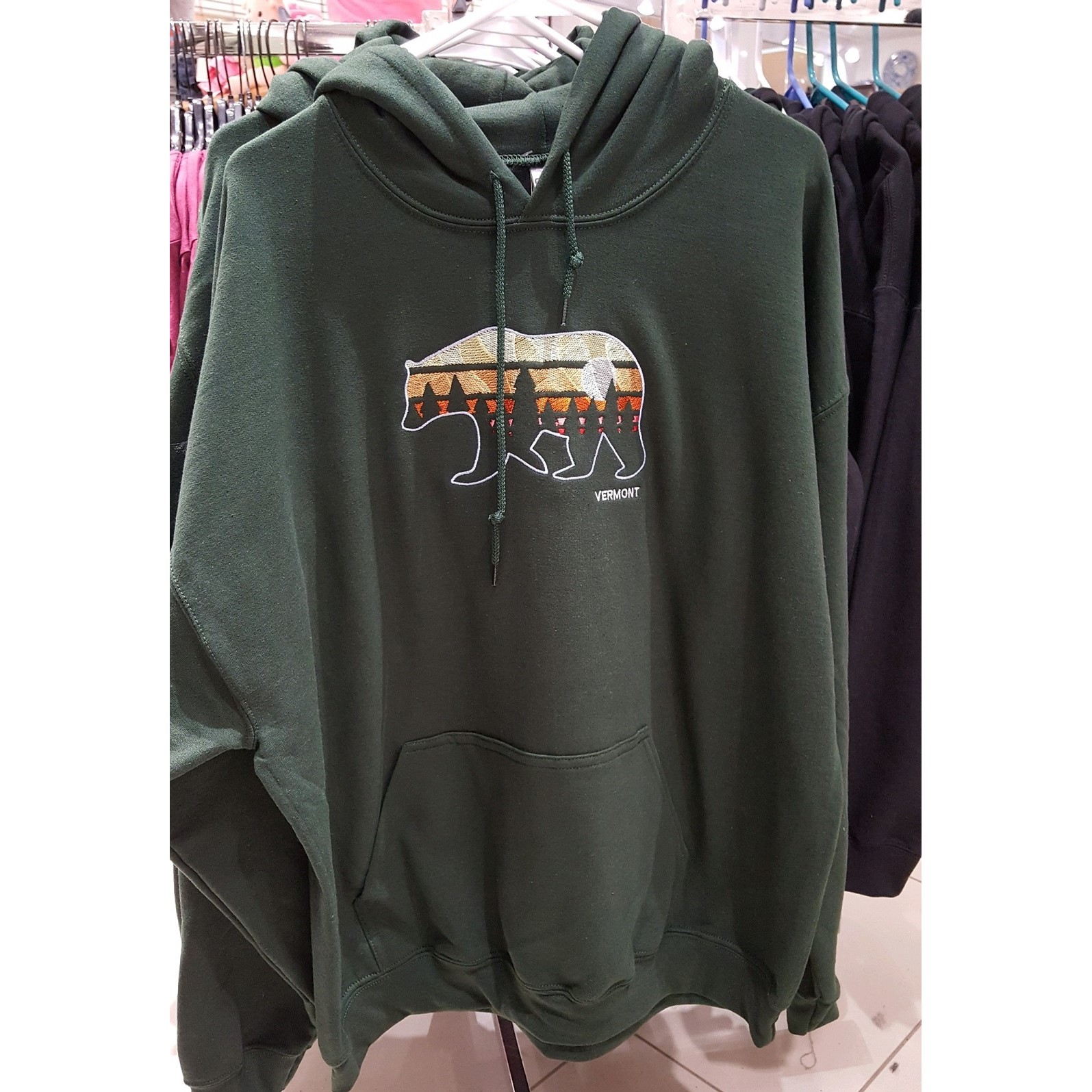 Vermont Inside Out Bear Emb Hood (Forest Green)