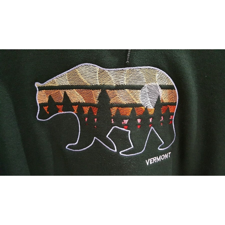 Vermont Inside Out Bear Emb Hood (Forest Green)