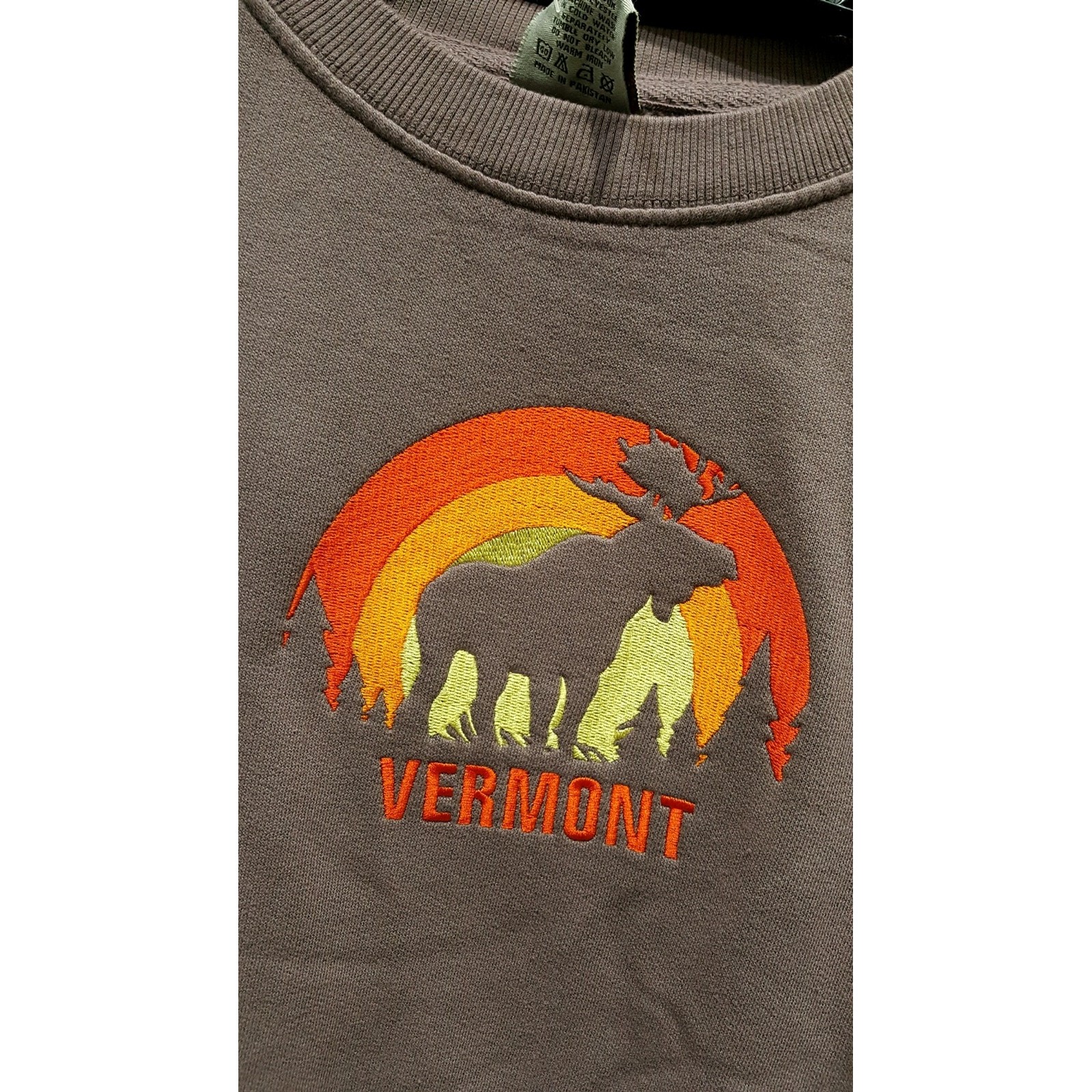 Vermont Sundown Moose Emb Crew (dark Heather)